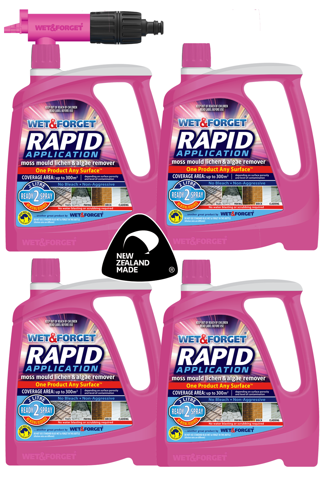Rapid Application Moss Mould Lichen & Algae Remover Four Pack