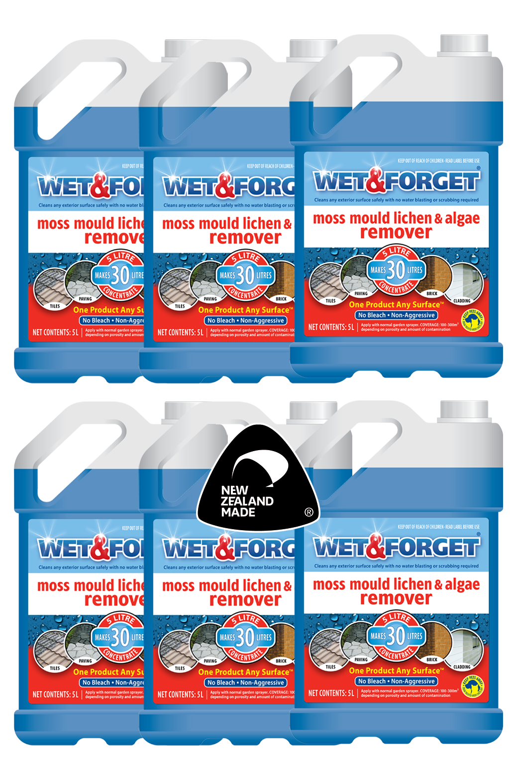 Wet & Forget Moss, Mould, Lichen & Algae Remover 6 pack